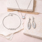 Nilu's Collection Silver Plated Pendant With Earrings And Bracelet for Women And Girls