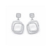 Silver Plated Square Design Drop Earrings