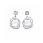 Silver Plated Square Design Drop Earrings