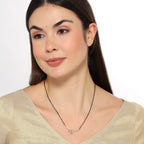 Rose Gold Peacock Mangalsutra With Black Bead Chain