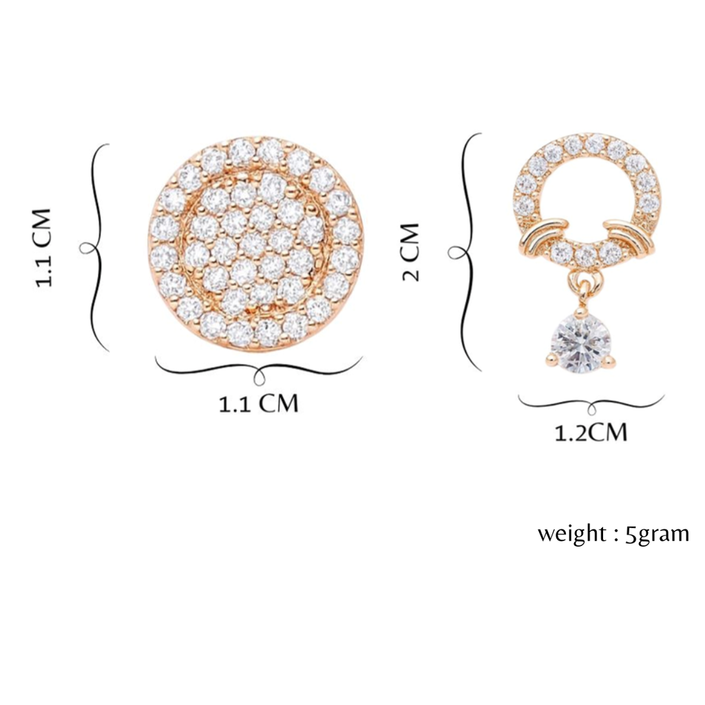 Gentle Glow Value Set| Rose Gold Plated Stud & Drop Earrings With American Diamond For Women & Girls