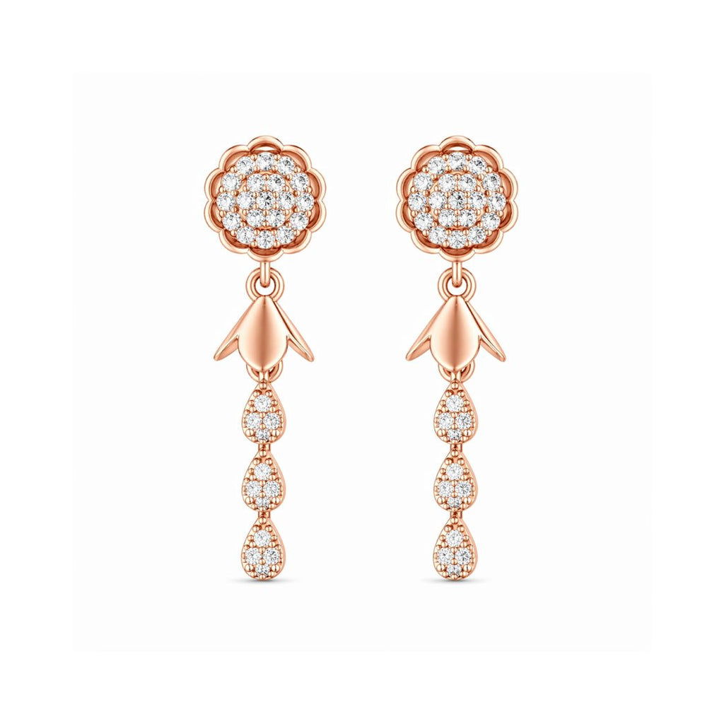 Rose Gold Round Floral Jhumki Drop Earrings