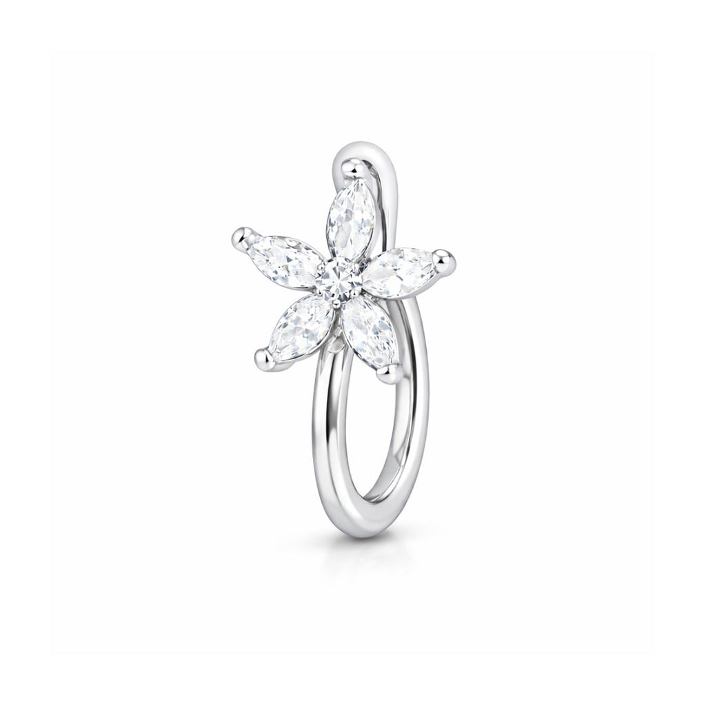 Silver Floral Non Piercing Nose Pin