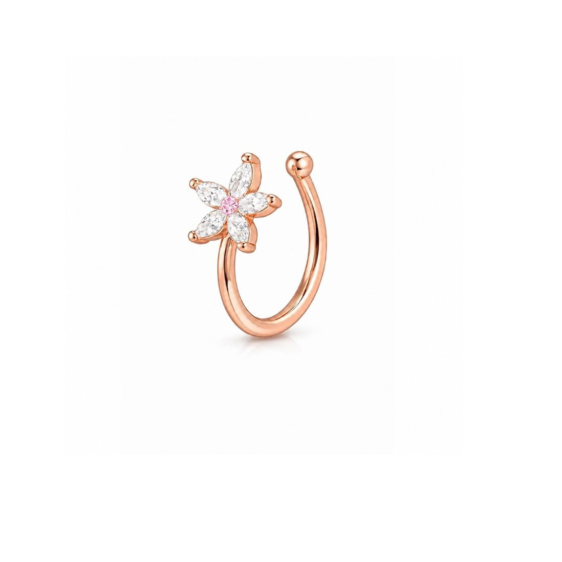Rose Gold Floral Non Piercing Nose Pin