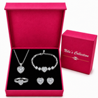 Silver Plated White Heart Jewelry Set