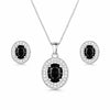 Silver Plated Black Stone Necklace Set