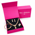 Gift Rose Gold Plated Complete Jewelry Set Necklace, Earrings, Ring & Kada For Women And Girls