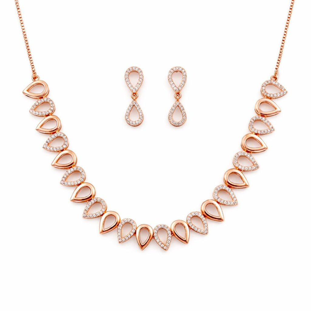 Rose Gold Plated Teardrop Necklace Set