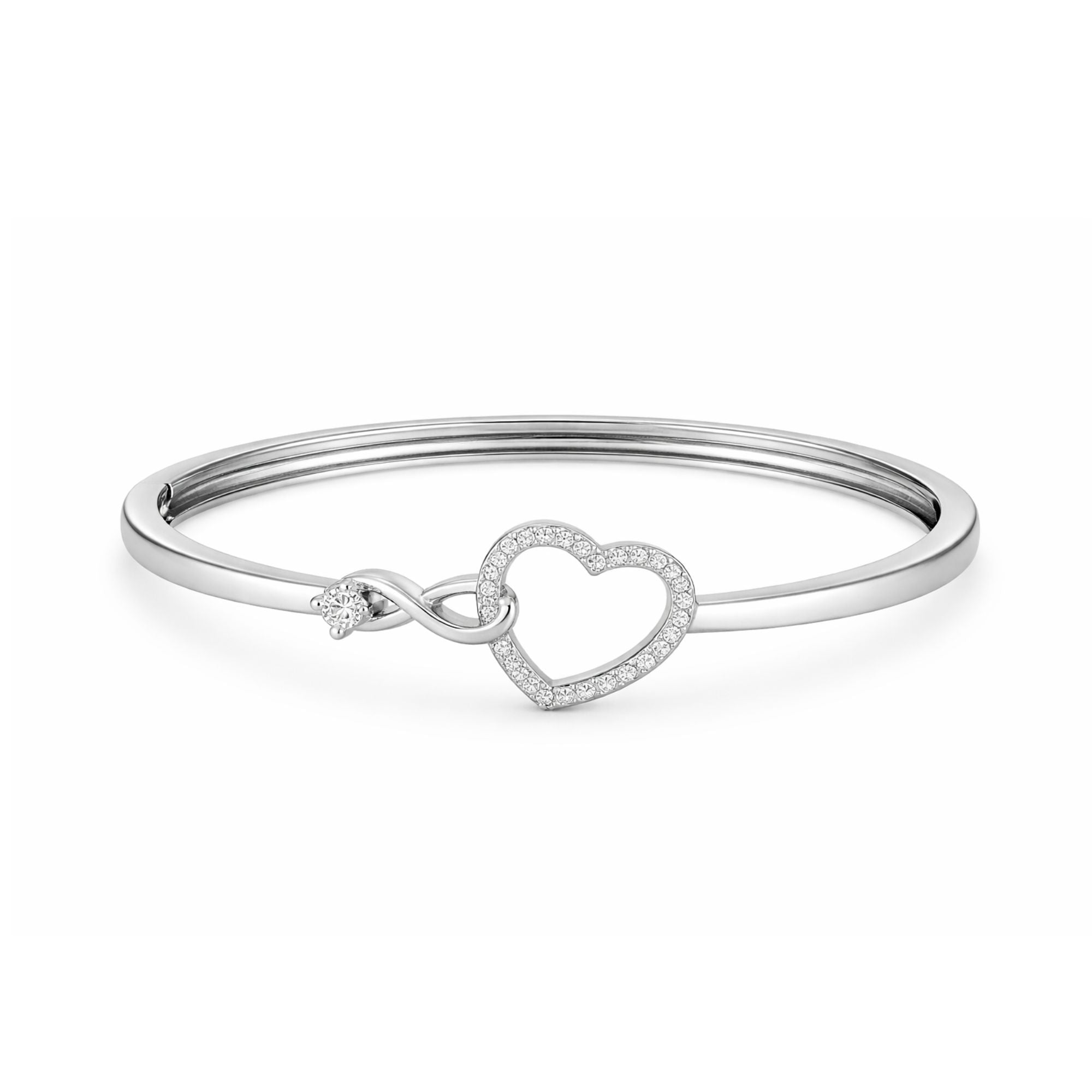 Silver Heart Kada Bracelet