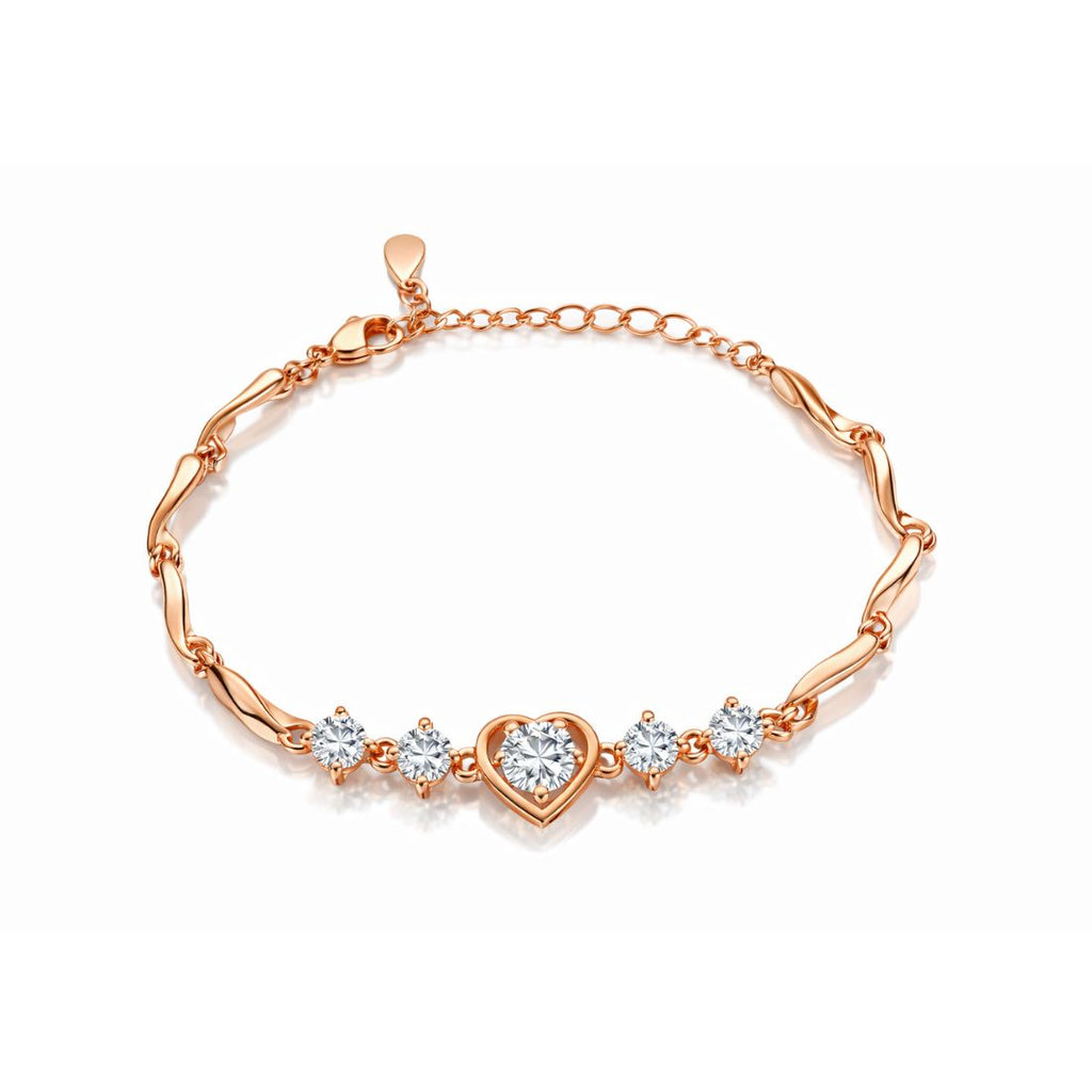 Rose Gold Plated Heart Bracelet For Women And Girls