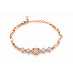 Rose Gold Plated Heart Bracelet For Women And Girls