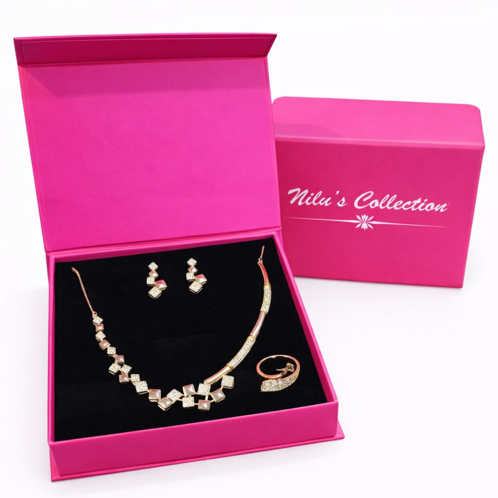 Rose Gold Party Wear Jewelry Gift Set