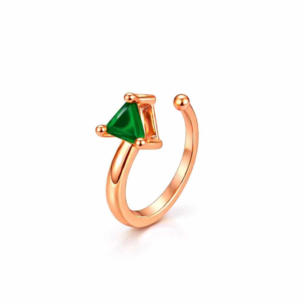 Rose Gold Plated Green Triangle Crystal Non-Piercing Nose Pin