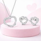 Silver Heart Pendant With Matching Earrings