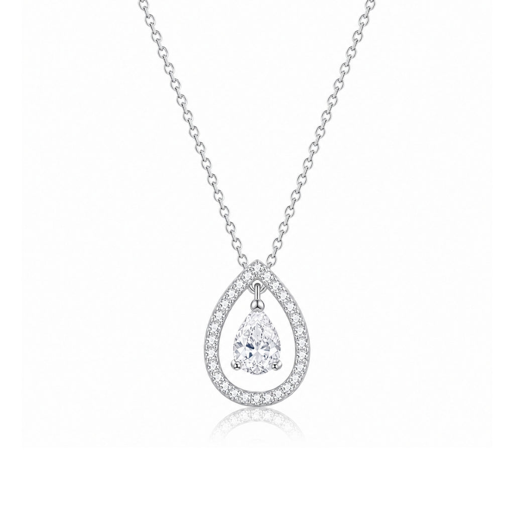 Silver Plated White Cubic Zirconia Studded Pendant for Women