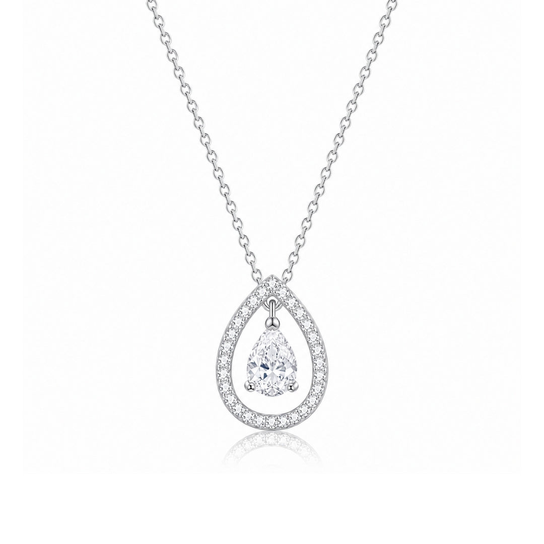 Silver Plated White Cubic Zirconia Studded Pendant for Women