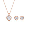Rose Gold Heart Pendant With Earrings For Women