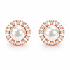 Rose Gold Round Pearl Stud Earrings