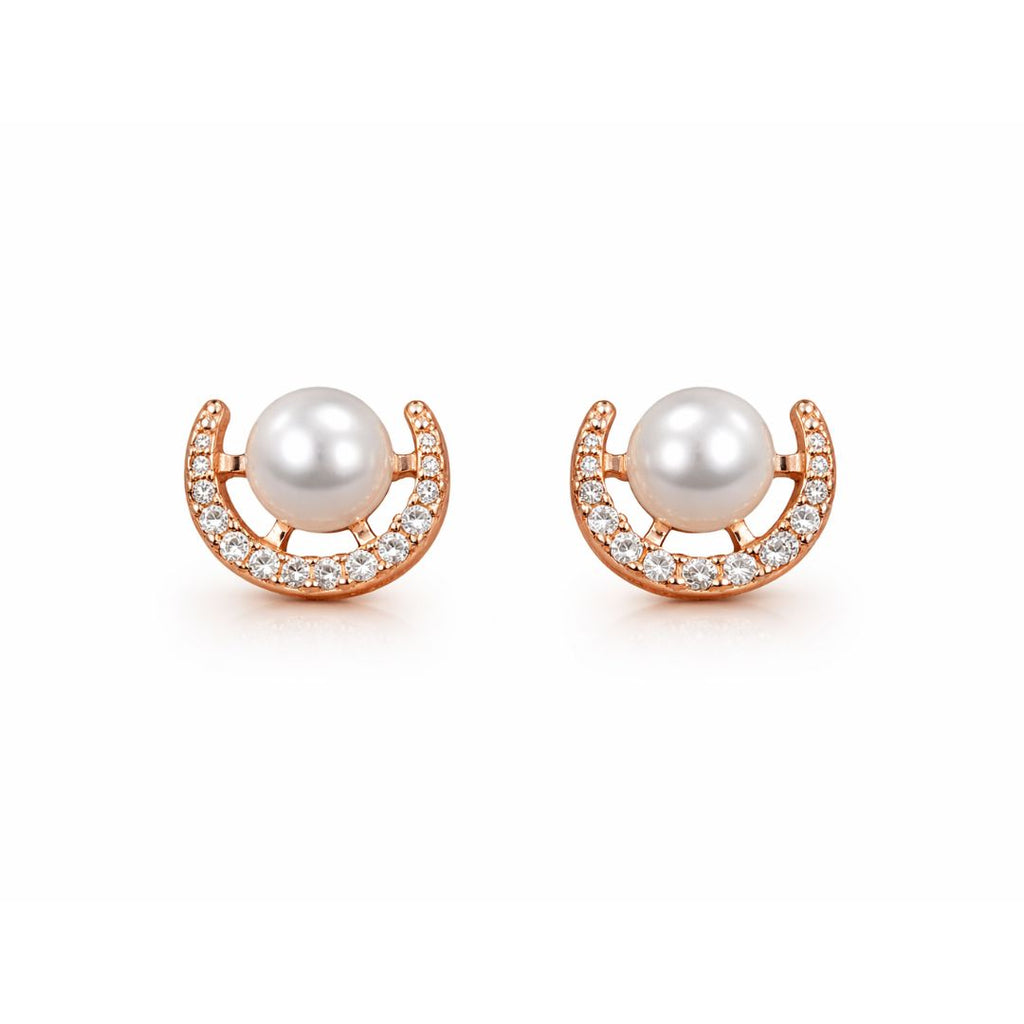 Rose Gold  Pearl Stud Earrings