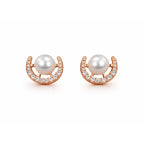 Rose Gold  Pearl Stud Earrings