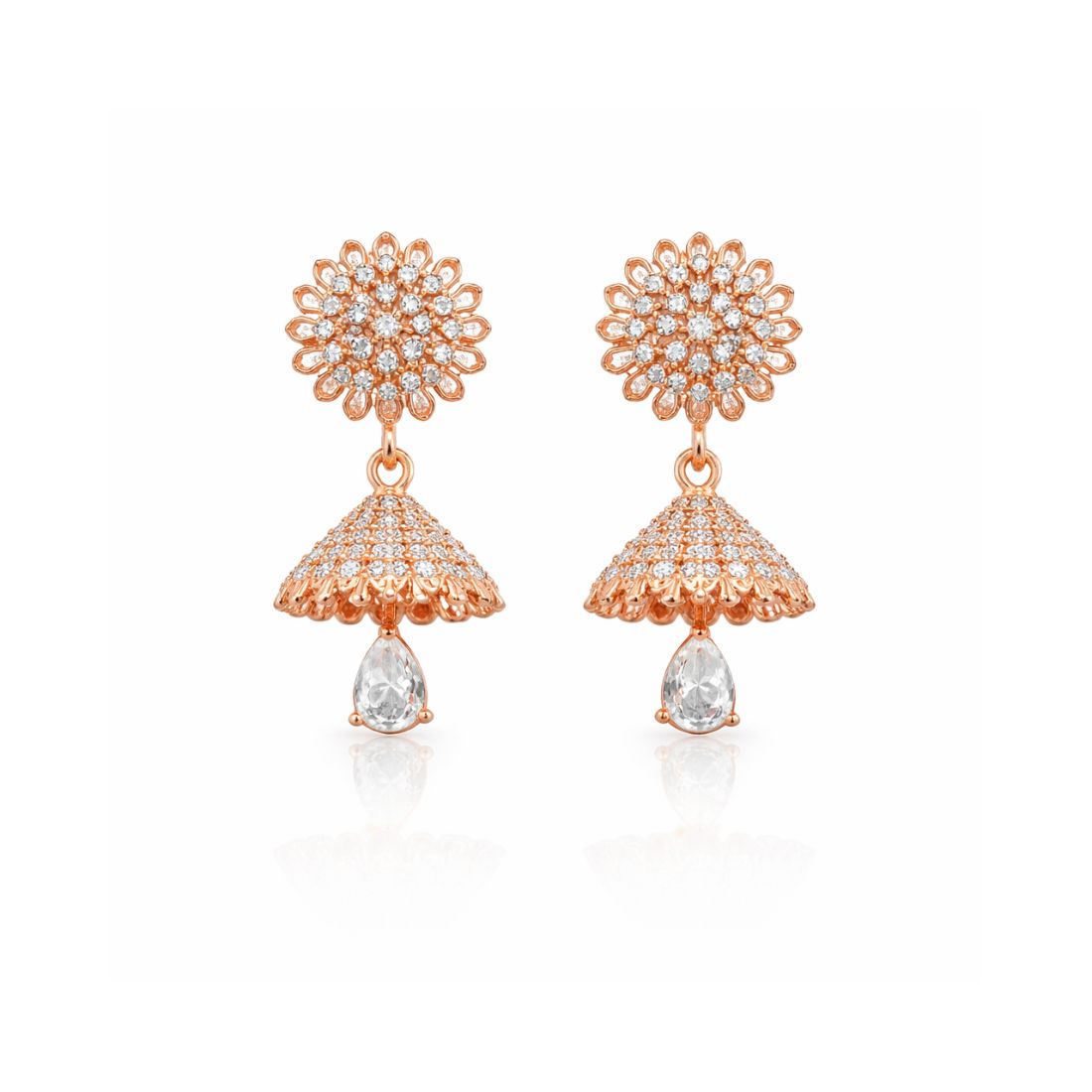 Rose Gold Traditional Jhumki Drop Earrings