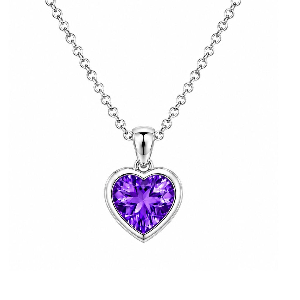 Silver Hert Purple Stone Pendant