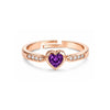 Rose Gold Heart Purple Stone Finger Ring