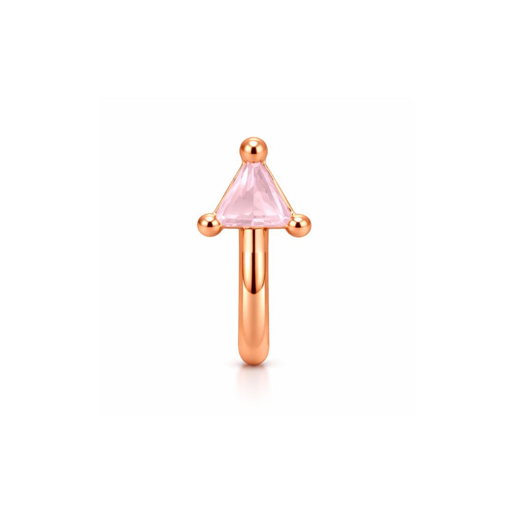 Rose Gold Plated Pink Triangle Crystal Non-Piercing Nose
