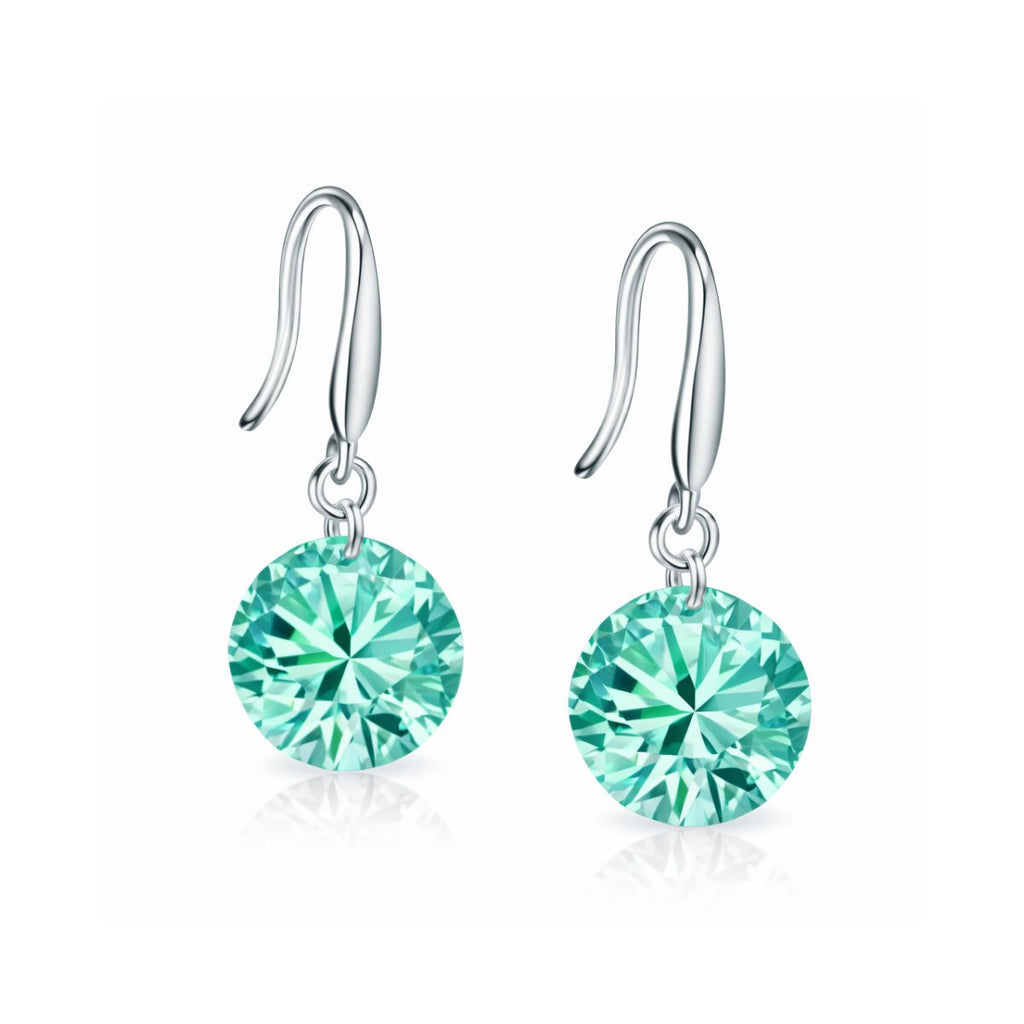 Silver Plated Green Stone Drop Earrings