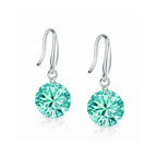Silver Plated Green Stone Drop Earrings