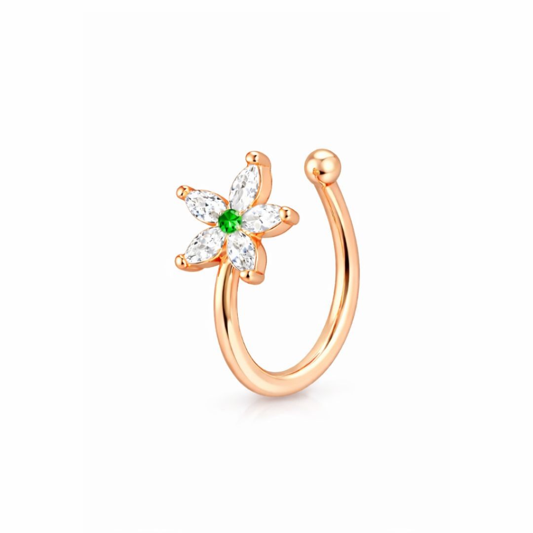 Rose Gold Floral Non-Piercing Nose Pin
