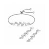 Silver Leaf Bracelet With Drop Earrings for Women