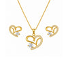 Gold Plated Heart Necklace With Earrings for Women