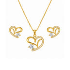 Gold Plated Heart Necklace With Earrings for Women