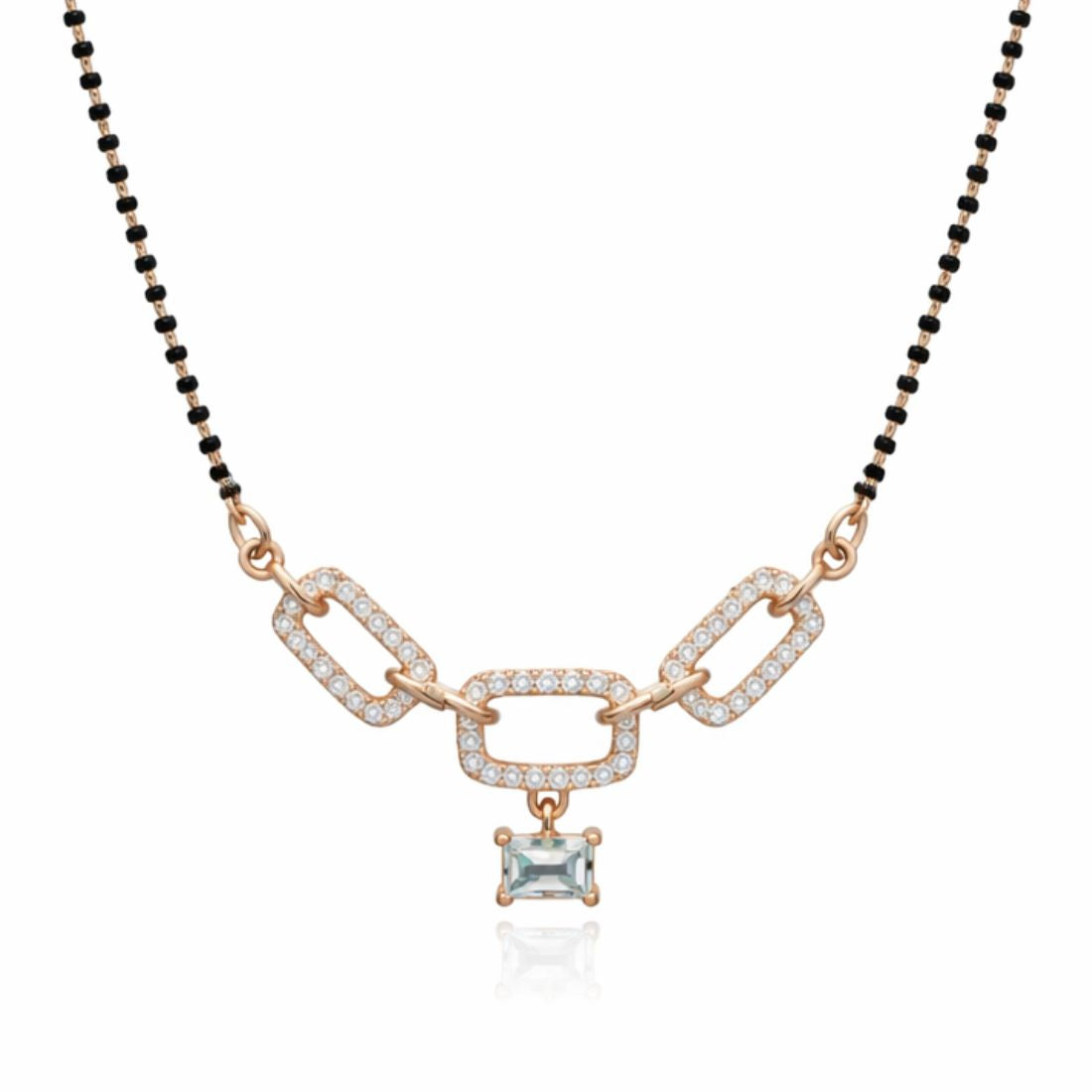 Nilu's Collection Rose Gold Plated Mangalsutra With Black Bead Chain For Women