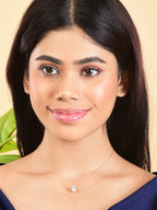 Nilu's Collection Rose Gold Plated Solitaire Pendant Necklace with Round Cut American Diamond For Women And Girls | Anti-Tarnish | Anti-Allergy | Office Wear | Gifting