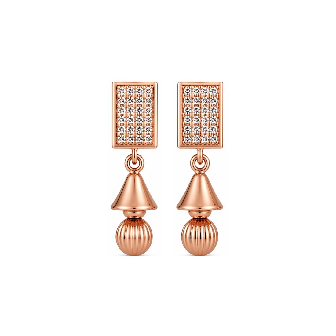 Rose Gold Geometric Drop Earrings