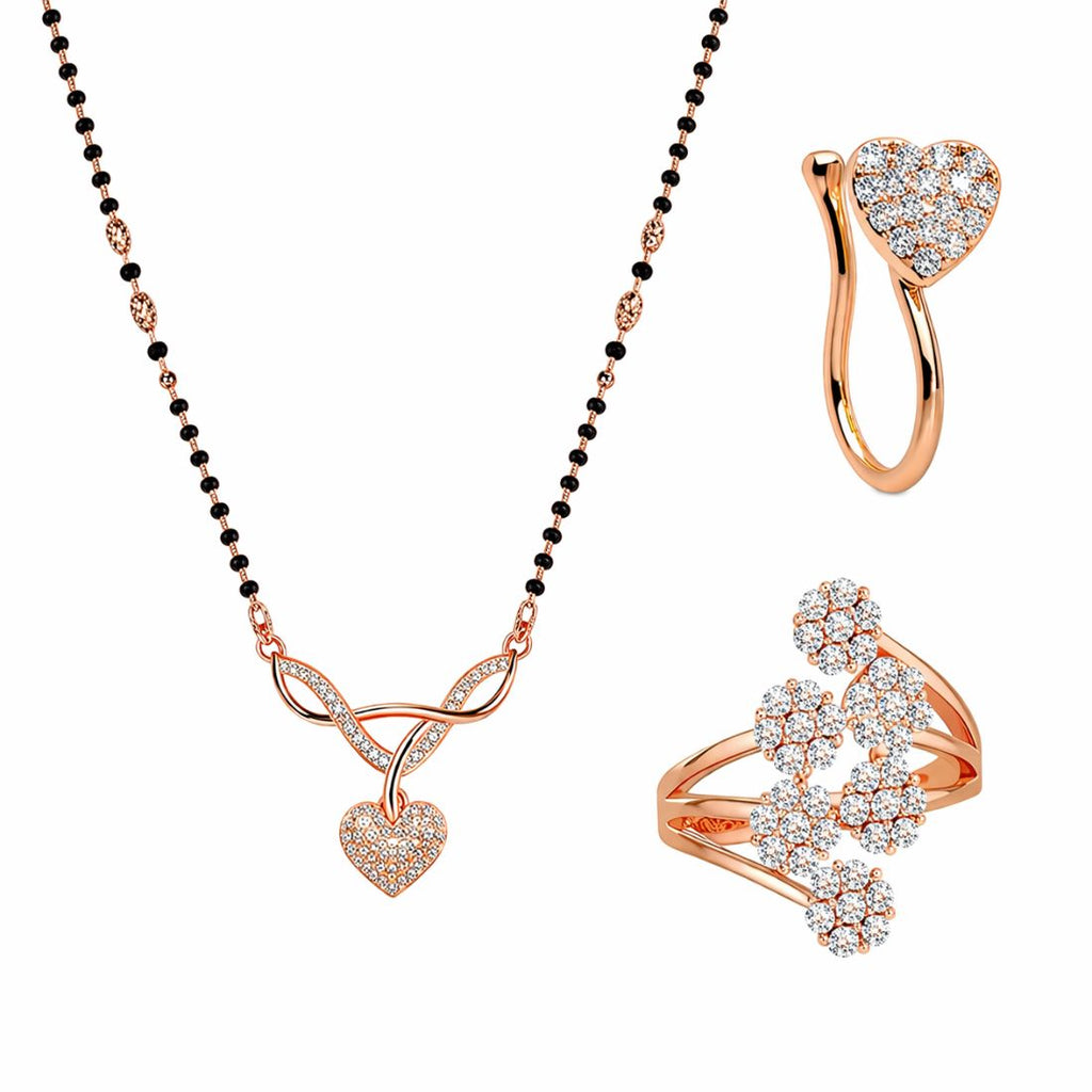 Heart Bling Mangalsutra Combo Set