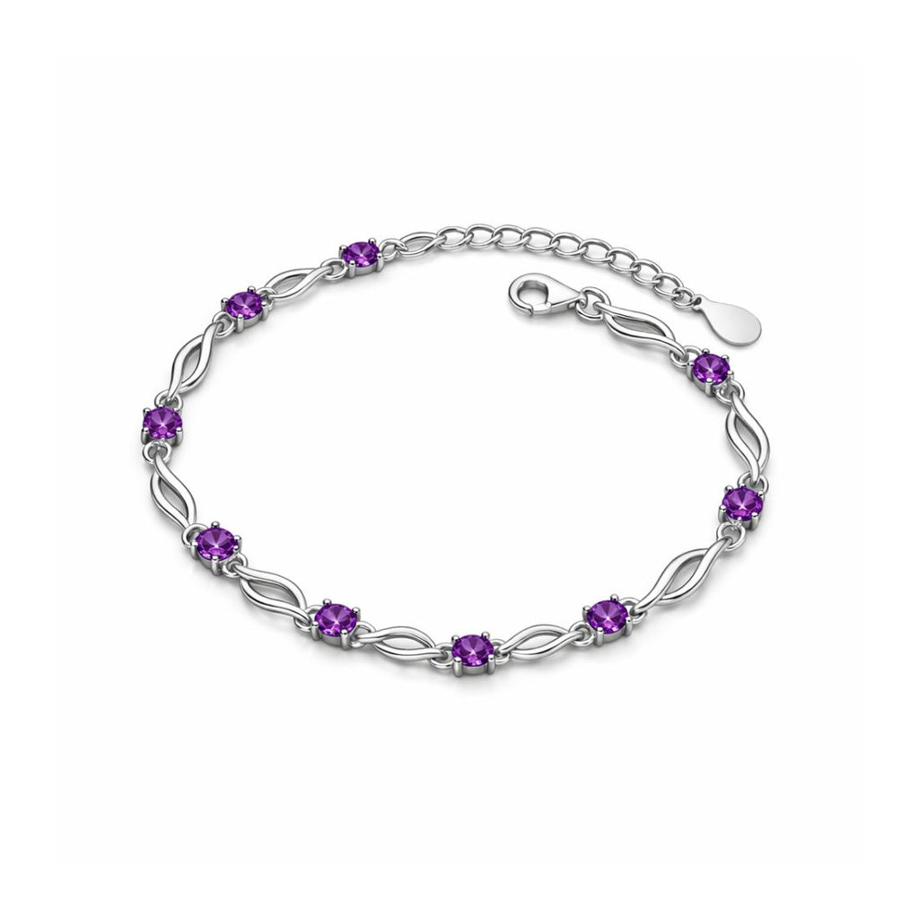 Silver Plated Purple Stone Bracelet For Women