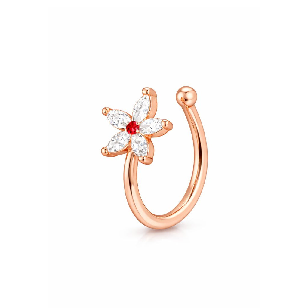 Rose Gold Floral Non-Piercing Nose Pin