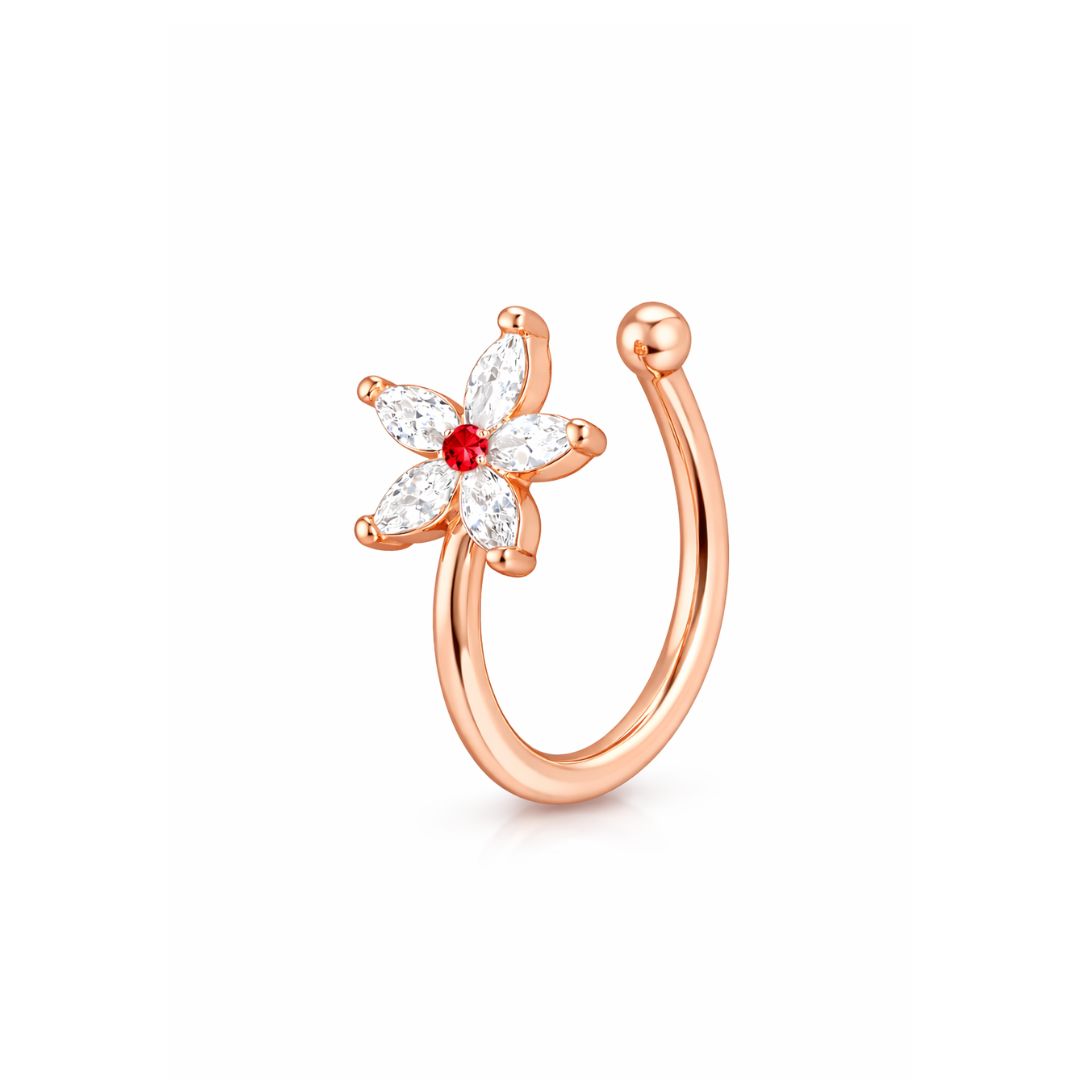 Rose Gold Floral Non-Piercing Nose Pin