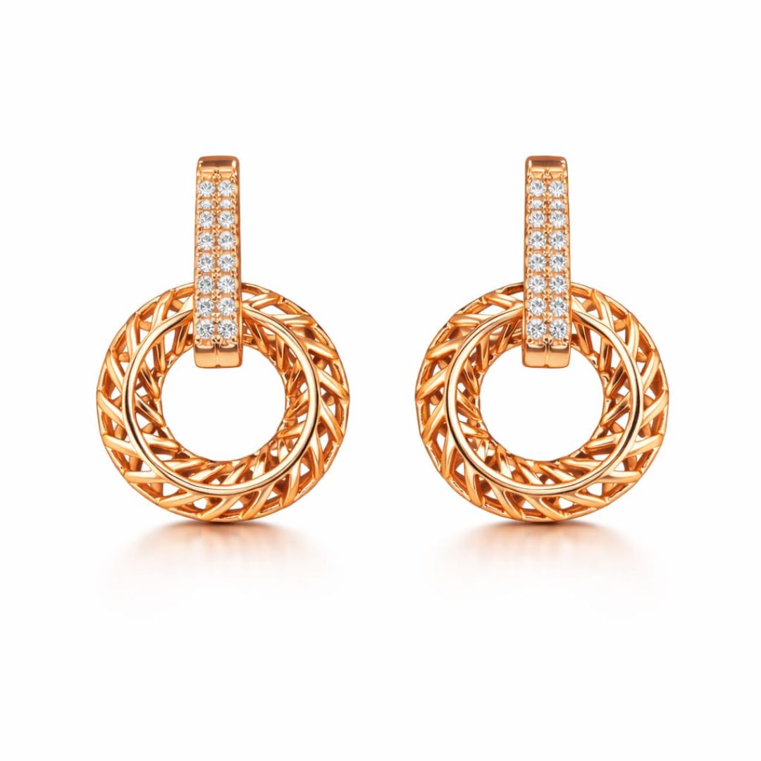 Rose Gold Circular Drop Earrings
