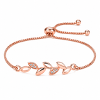 Sleek Rose Gold Plated Leaf Bracelet