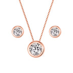 American Diamond Rose Gold Plated Necklace and Earrings for Girls and Women, Gift Jewelry for Women