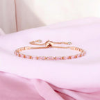Rose Gold Plated Pink AD Tennis Bracelet