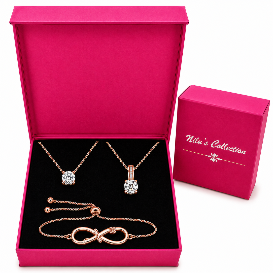 Rose Gold Pendant & Bracelet Gift Set for Women