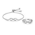 Silver Plated Bracelet With Ring For Women And Girls