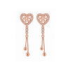 Rose Gold Plated Heart Design Dangling Earrings For Women And Girls