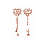 Rose Gold Plated Heart Design Dangling Earrings For Women And Girls