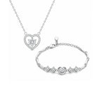 Silver Heart Pendant Necklace & Bracelet